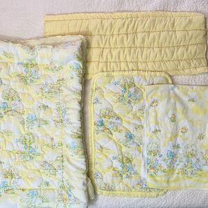 Vintage 1978 Dundee Country Sunshine Yellow Baby Blanket X2- Carrier Cover- Pad